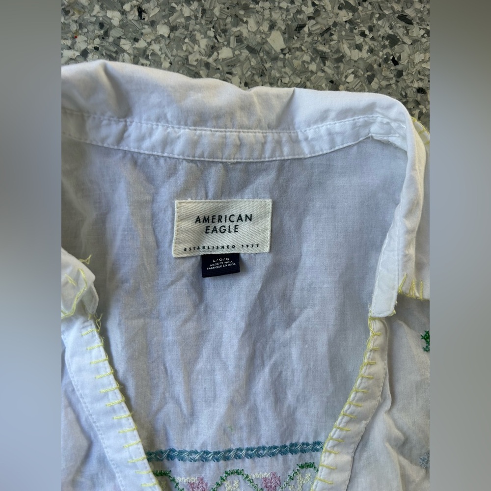 AE Collared Tie Front Embroidered Shirt - Picture 11 of 16